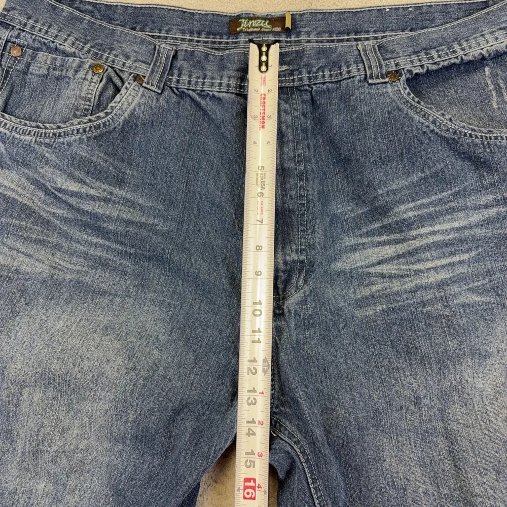Jinzu Jeans Mens 44x32 Blue‎ Relaxed Fit Straight Denim Studded Back 46 Tag